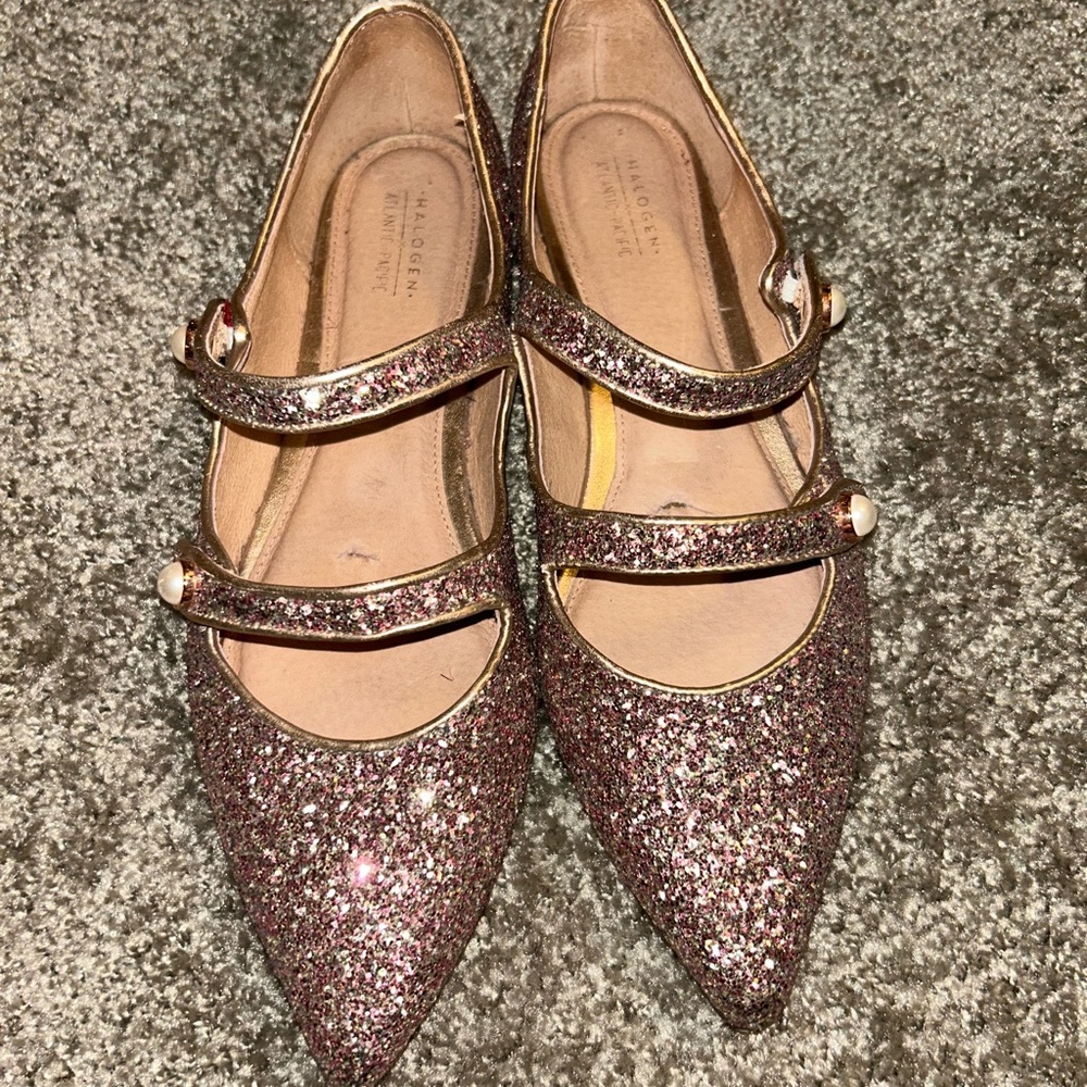 💿Halogen Pink Glitter Double Strap Mary Jane Flats 💿